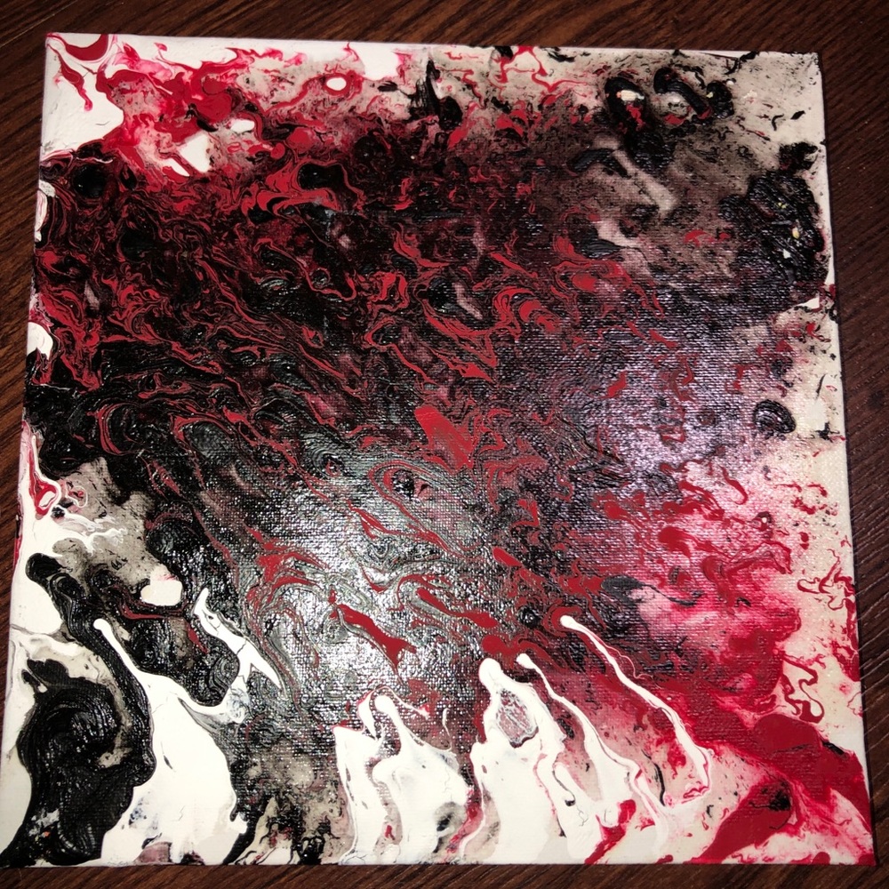 Red/White/Black Pour Painting